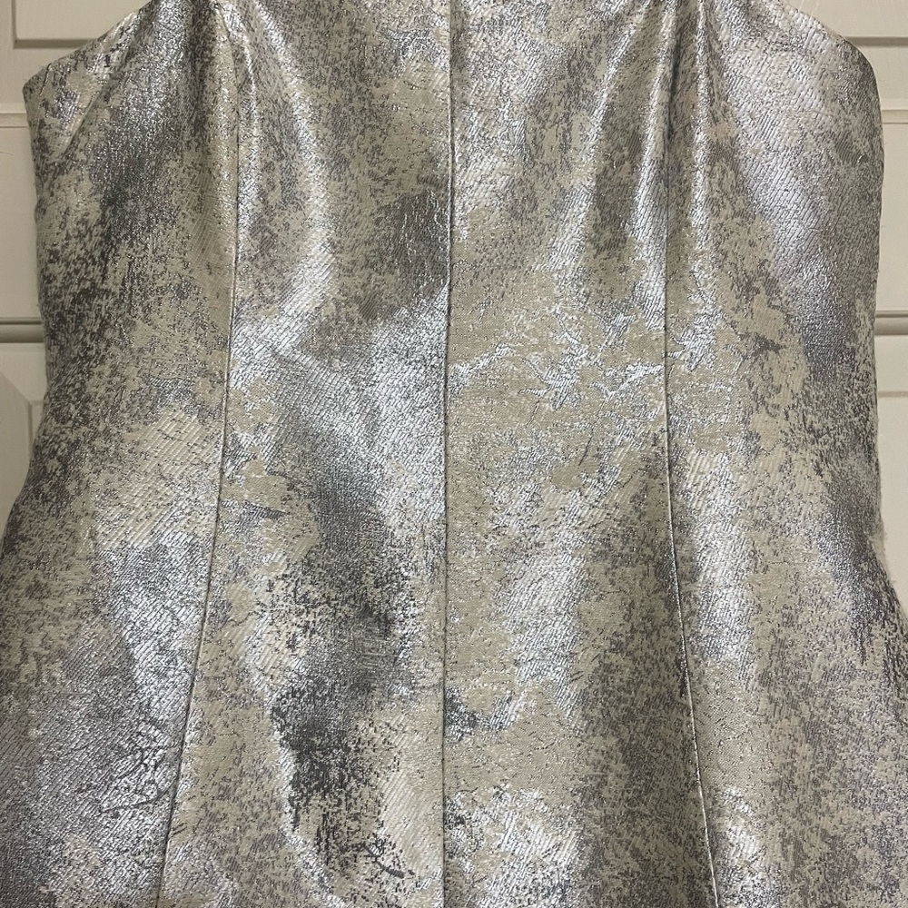 Halston Heritage Silver Strapless Sheath Dress - Picture 2 of 8